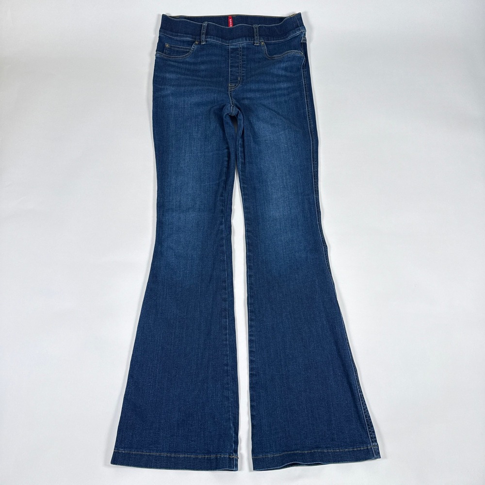 Spanx Jeans Womens Medium Blue Flare Pull On High Rise 20327R Boho Chic